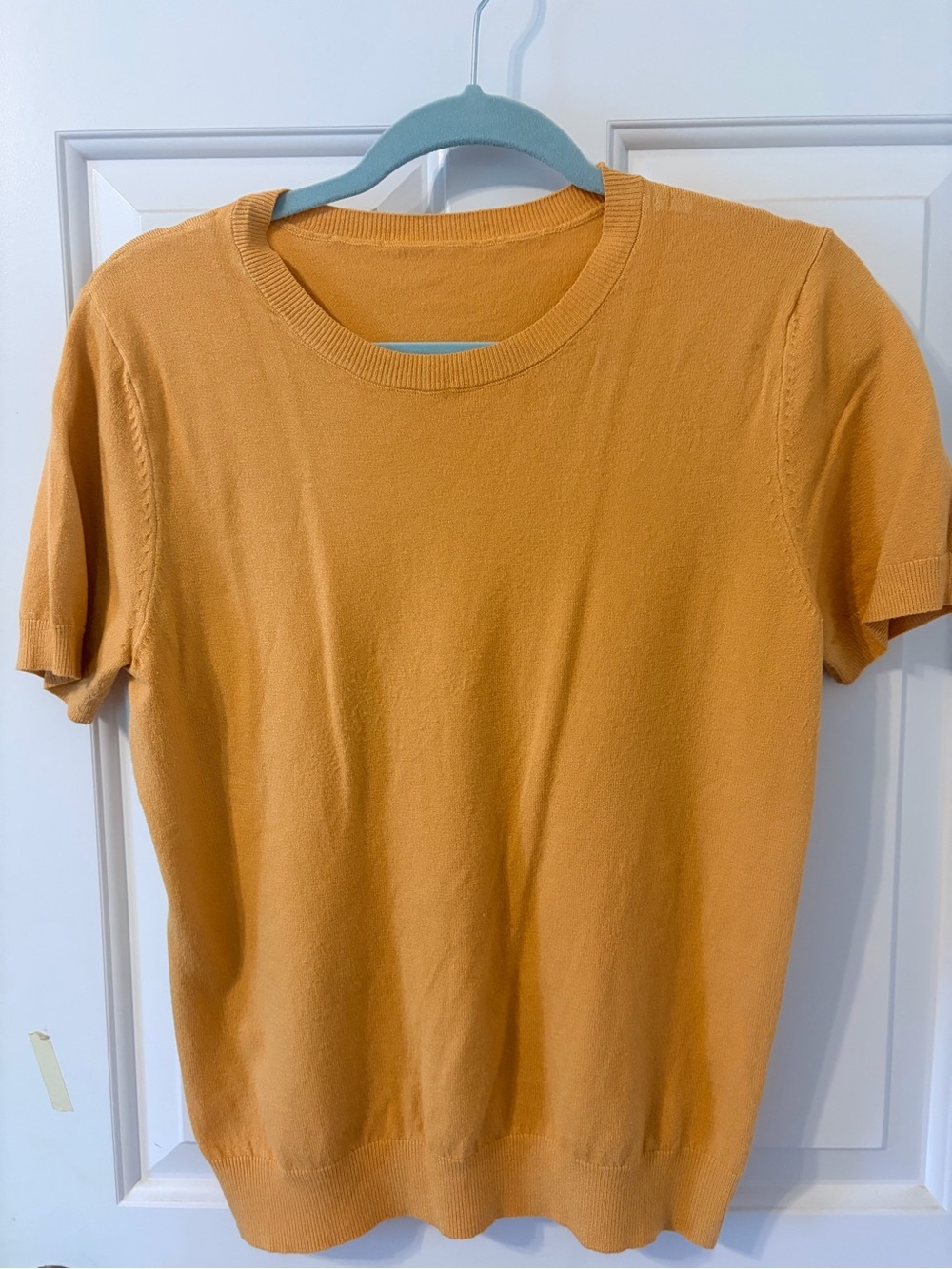 Short Sleeve Knit Top - Mustard Yellow